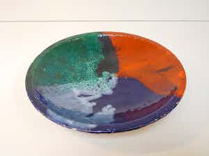 Niet of onleesbaar gesigneerd - Glazen ombre aardewerk kom - handgemaakte keramische Boheemse kom verkocht voor € 1!