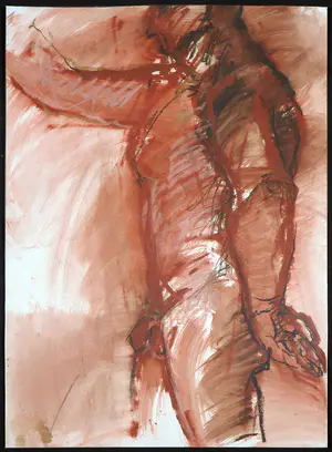 Franscz Witte - Gemengde techniek op papier, Mannelijk naakt vanaf zij kopen? Bied vanaf 1!