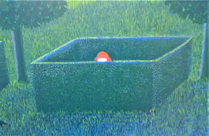 Ilona Schmit - Prachtig, groot landschap met meisje met rood hoedje. kopen? Bied vanaf 75!