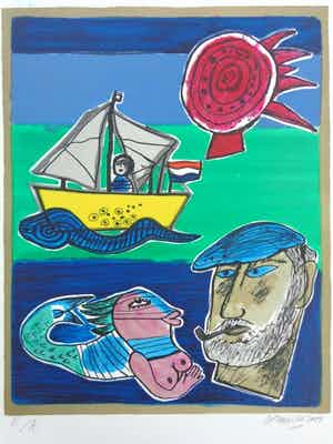 Corneille - ZELFPORTRET / KLEURZEEFDRUK / 60x50cm / SIG / 2001 verkocht voor € 115!