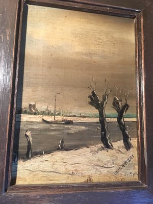 Niet of onleesbaar gesigneerd - Rivier in de winter met gezicht op Zierikzee kopen? Bied vanaf 10!