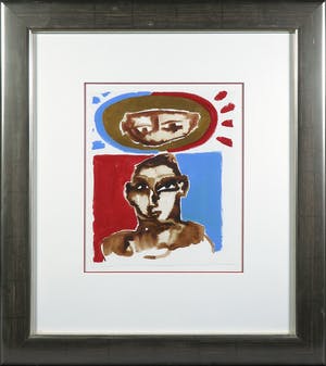 Francois Gervais - Gemengde techniek op papier, Z.T. Compositie met figuur - Ingelijst kopen? Bied vanaf 1!