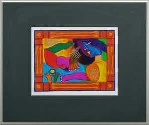 Clemens Briels - Zeefdruk, Zonder titel - Ingelijst verkocht voor € 50!