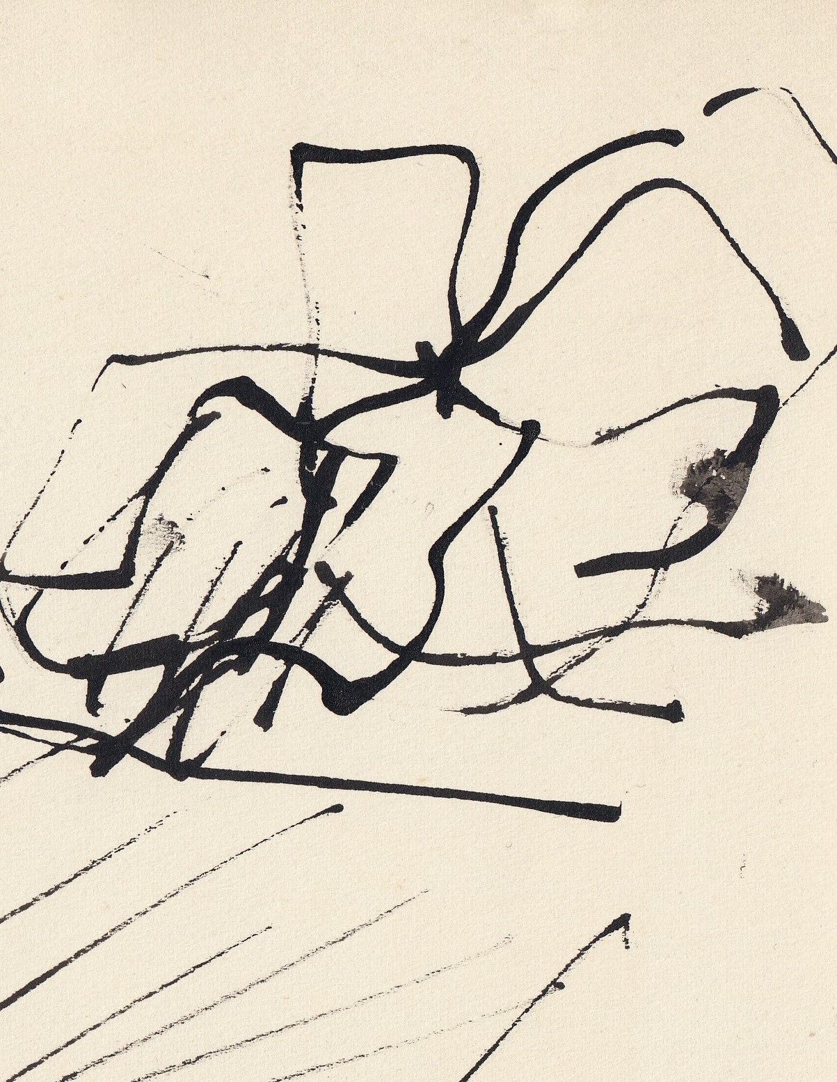 Jan Sierhuis - Abstracte Kompositie met zwarte verf op papier kopen? Bied vanaf 1!