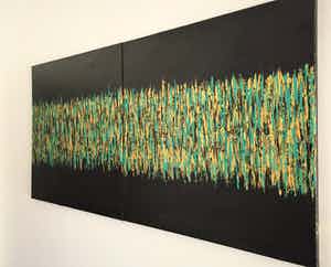 John Foppen - City Vieuw By Night .....# K06. XL. Diptych . GROOT. verkocht voor € 169!