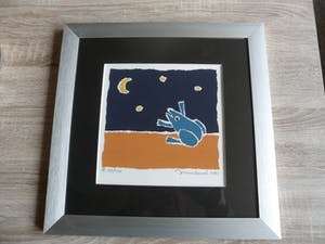 Hans Innemee - Zeefdruk. Titel, "Blauwe kikker". kopen? Bied vanaf 50!