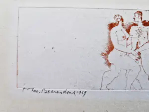 Theo Beerendonk - Expliciete jaren 60 droge naald Ets "ontmoeting" - potloodgesigneerd kopen? Bied vanaf 27!