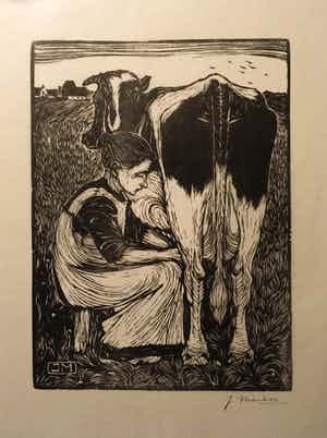 Jan Mankes - Koemelkster (hand gesigneerd) verkocht voor € 150!