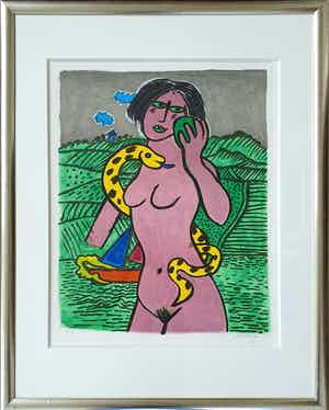 Corneille - La Reine du Monde: Eva et la Couleuvre | Litho | Ingelijst verkocht voor € 265!