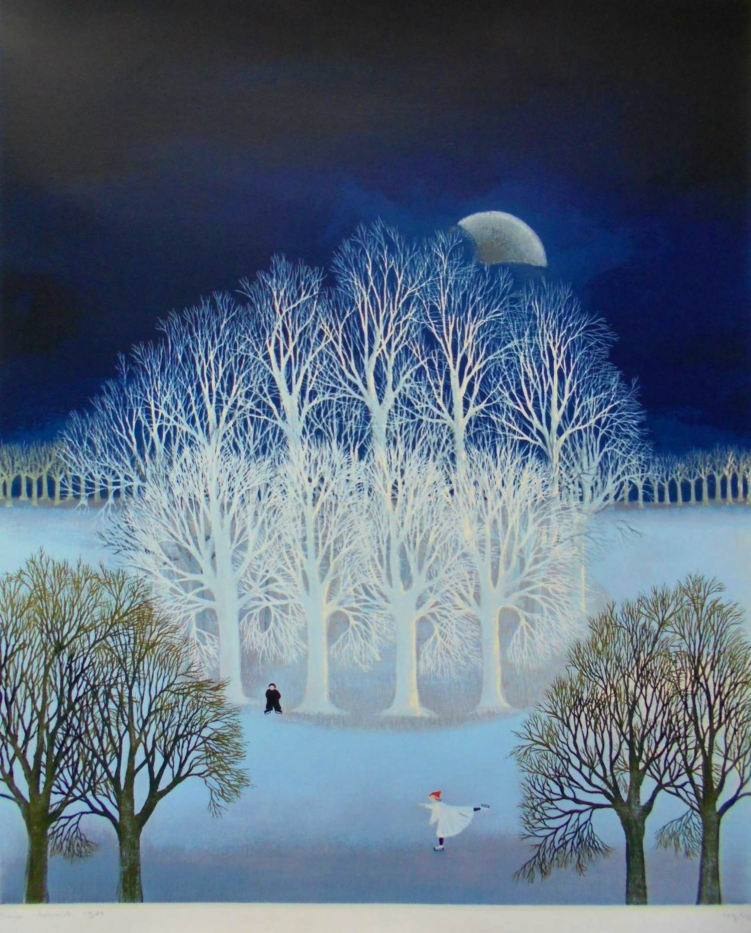 Ilona Schmit - Prachtig, groot winterlandschap.Schaatsen in de avond. kopen? Bied vanaf 75!