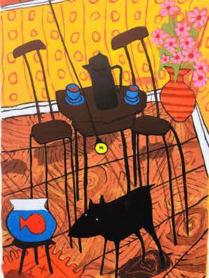 Peter Bastiaanssen - Op de thee bij vis (groot) verkocht voor € 95!