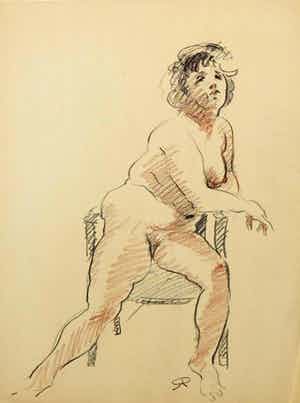 Jan Sluijters (jr.) - Tekening, Zittend naakt verkocht voor € 50!