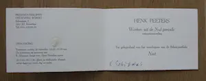 Henk Peeters - veertje - nul groep (ZERO) - 1986 kopen? Bied vanaf 295!
