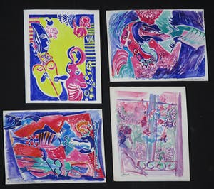 Joe Wols - Lot van vier kleurrijke aquarellen kopen? Bied vanaf 1!