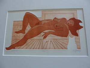 Ank Spronk - Kleur ets / Preegdruk. Titel, "Dromend". kopen? Bied vanaf 45!