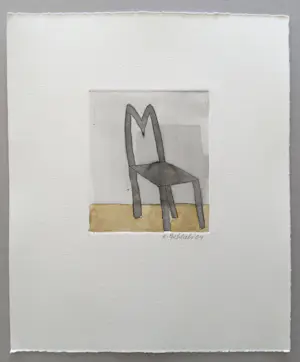 Klaas Gubbels - ets met aquarel ingekleurd - ‘Stoel’ kopen? Bied vanaf 245!
