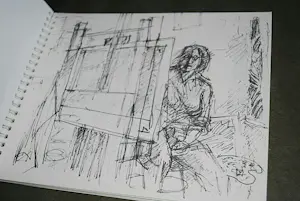 Charles Eyck - Christelijke scene - fraai ingelijste kleurenlitho - extra: schetsboek kopen? Bied vanaf 75!