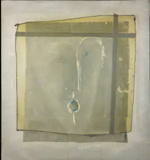 Ed Toorenburg - Gemengde techniek op paneel, Afrikaanse verwering I - Ingelijst kopen? Bied vanaf 70!