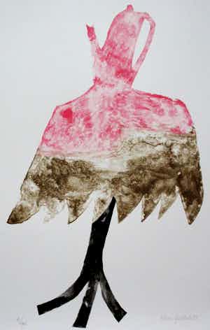 Klaas Gubbels - litho:: roze koffiekan - 1977 (groot) verkocht voor € 295!