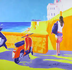 Marco Kooiman - Acryl op doek, Spiaggia la purita (Groot) vendu pour 315€ !