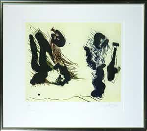 Ger Lataster - Kleurenets, Zonder titel - Ingelijst verkocht voor € 60!