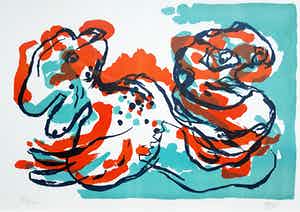 Karel Appel - Figuren, litho (netjes ingelijst) verkocht voor € 550!