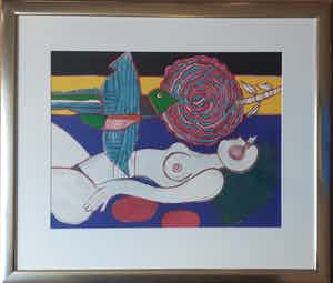 Corneille - " Nu a la Rose " Zeefdruk uit 1981 ( Groot) verkocht voor € 300!