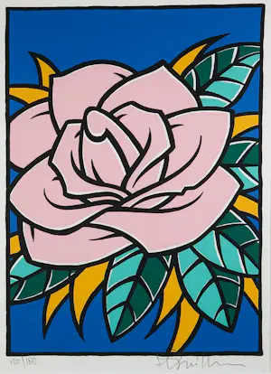 Henk Schiffmacher - Zeefdruk op papier, Roze roos - Ingelijst kopen? Bied vanaf 80!