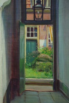 Leo Ponse - olieverf op doek - "doorkijkje naar hofje" kopen? Bied vanaf 170!