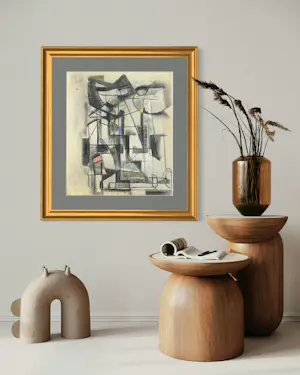 Silvin Bronkart - Prächtige und großformatige abstrakte Komposition aus dem Jahr 1953 kopen? Bied vanaf 800!