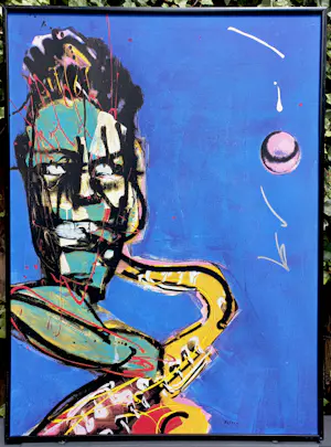 Herman Brood - De saxofonist, zeefdruk (netjes ingelijst) kopen? Bied vanaf 350!