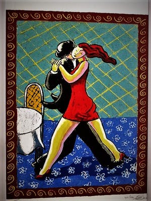 Jacques Tange - populair Rotterdams graficus - gesigneerde Zeefdruk - Tango dinner - 200 exempl. kopen? Bied vanaf 29!
