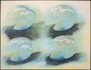 Mareike Geys - Pasteltekening, Vier slapende golven kopen? Bied vanaf 10!