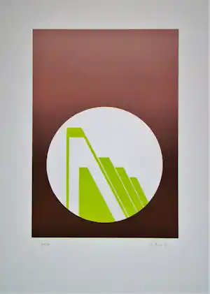 Friedrich Geiler - Concrete-constructieve composie - 1974 - Originele linoleumsnede, handgesigneerd kaufen? Bieten Sie von 60!