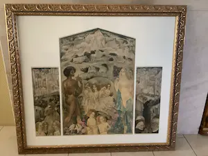 Willem van Konijnenburg - Drieluik - ontsluiering , prachtig ingelijst kopen? Bied vanaf 50!