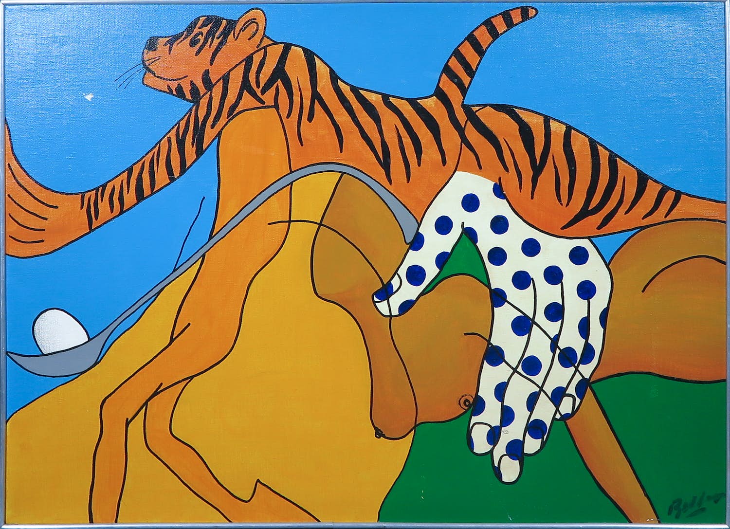 Jules Bekker - Acryl op doek, Tijger - Ingelijst kopen? Bied vanaf 1!