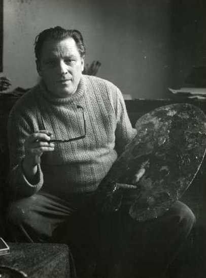 Willem Hussem - Abstracte compositie uit 1961, handgesigneerde offset of foto reproductie kopen? Bied vanaf 1!