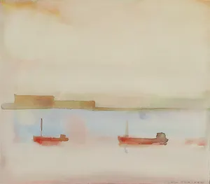 Trees Suringh - Aquarel, Rivier I - Ingelijst kopen? Bied vanaf 1!