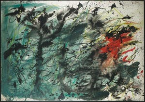 Ger Lataster - Grote expressieve compositie in groen en rood uit 1964 - Ingelijst kopen? Bied vanaf 1250!