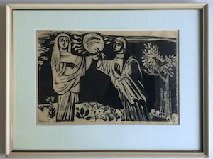 Marianne van der Heijden - hout/lino snede - ingelijst kopen? Bied vanaf 50!