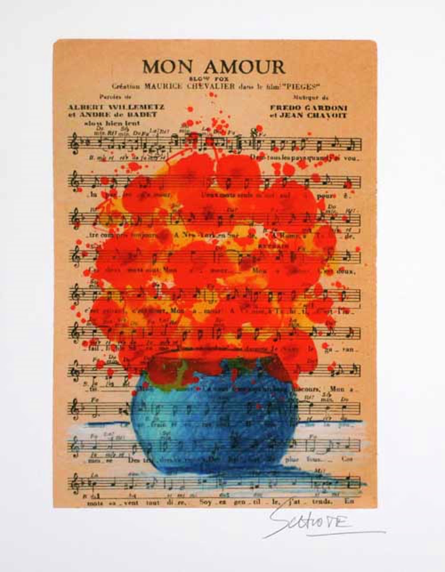 Wilhelm Schlote - Kleurengiclee MON AMOUR Handgesigneerd. verkocht voor € 35!