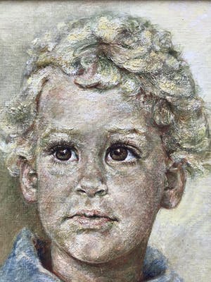 Niet of onleesbaar gesigneerd - Schilderij van meisje gesigneerd NB, olieverf op linnen kopen? Bied vanaf 1!