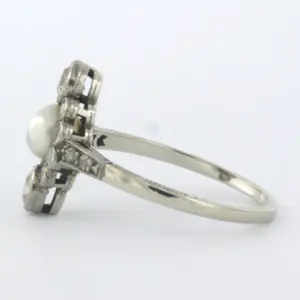 14k wit gouden ring met parel en bolsjewiek geslepen diamant 0,75ct - rm 19 kopen? Bied vanaf 700!