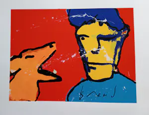 Herman Brood - leurenzeefdruk IGGY (lievelingshondje van Herman) Handgesign. kopen? Bied vanaf 325!