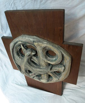 Klaas Pijlman - Chamotte / Aardewerk op paneel , Duif & Pax Christi - ca. 1970 kopen? Bied vanaf 25!