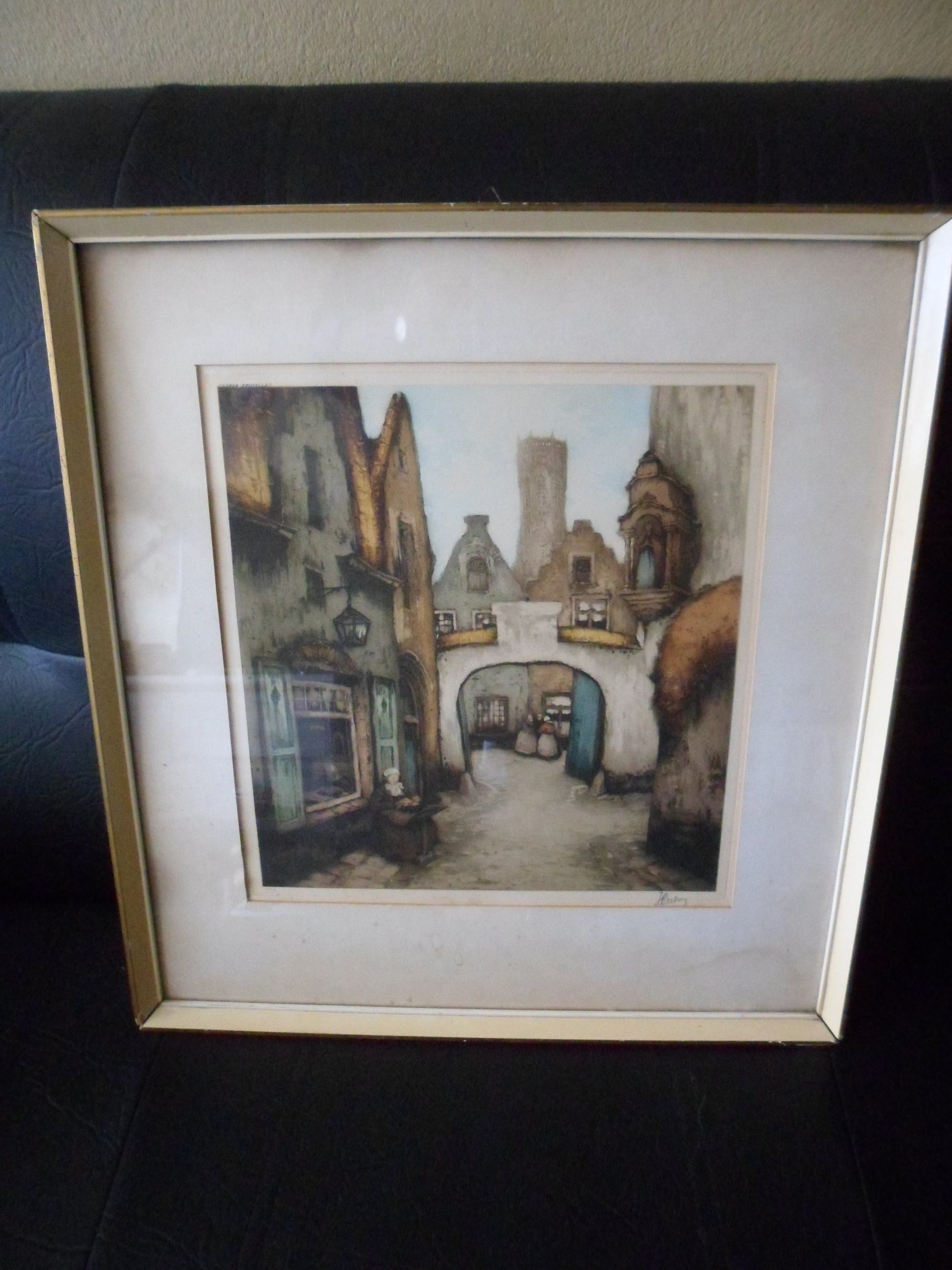 Jef Codron - Kleuren ets: Stadsgezicht te Brussel. kopen? Bied vanaf 1!