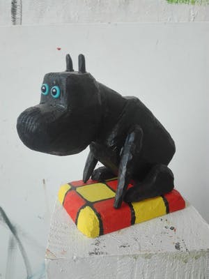 Peter Bastiaanssen - Kleine zittende pup op geblokt kleedje kopen? Bied vanaf 73!