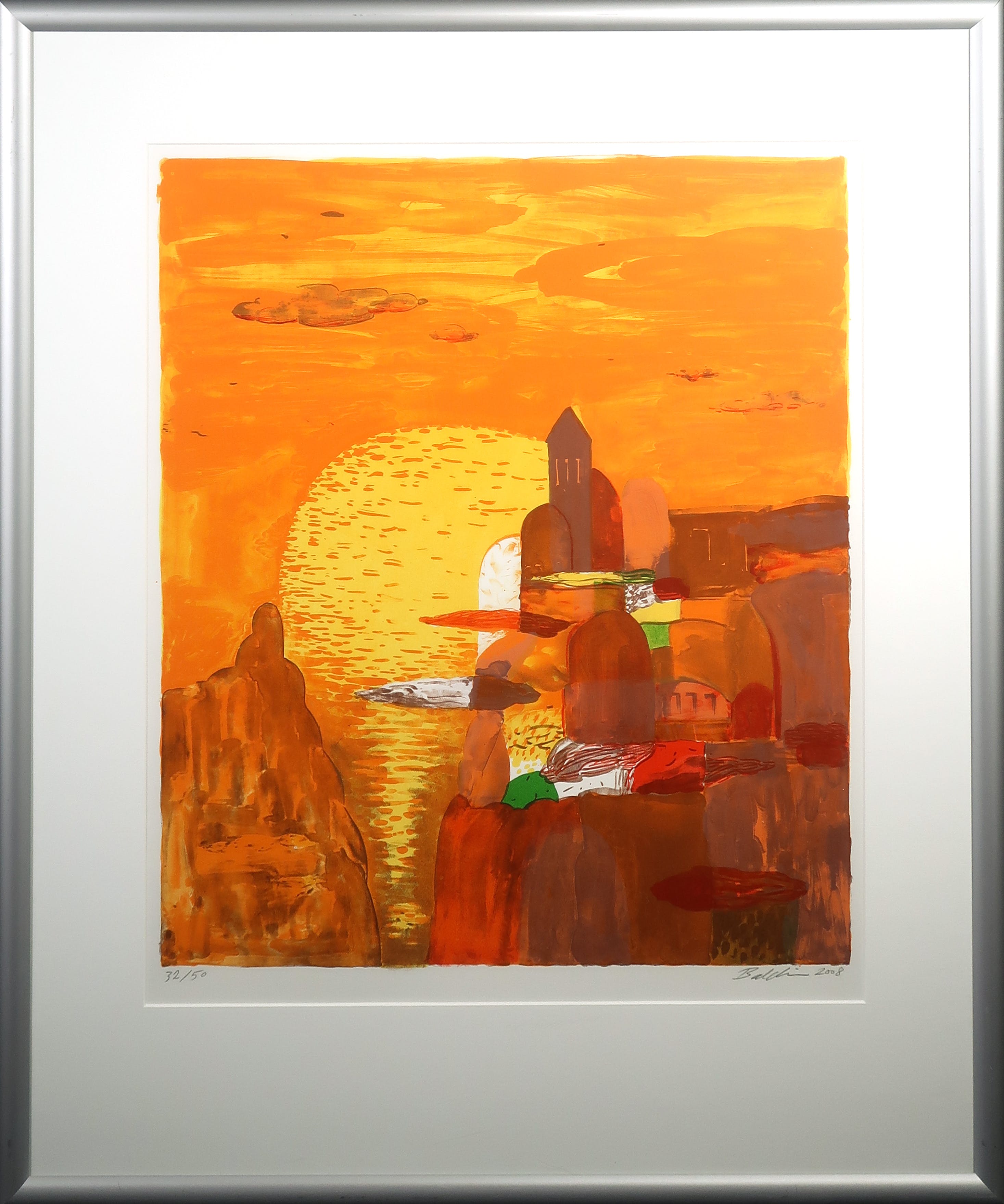 Ahmad Baldin - Zeefdruk, Denkbeeldige stad - Ingelijst kopen? Bied vanaf 50!