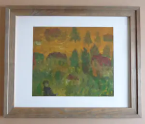 Eugène Brands - PERSOON IN EEN LANDSCHAP / OLIEVERFDRUK / 45x55cm / KADER / STICHTING / ZELDZAAM kopen? Bied vanaf 1!