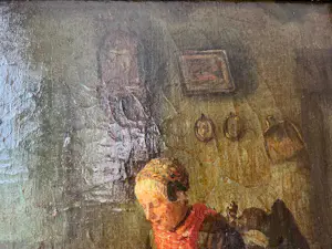 Jan de Jong - Boerin met kind in een keuken kopen? Bied vanaf 175!